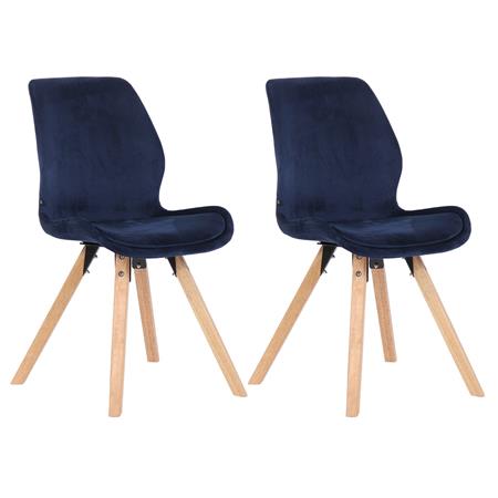 Lote 2 Sillas de Confidente KALI, Estructura de Madera, Asiento Tapizado, en Terciopelo color Azul