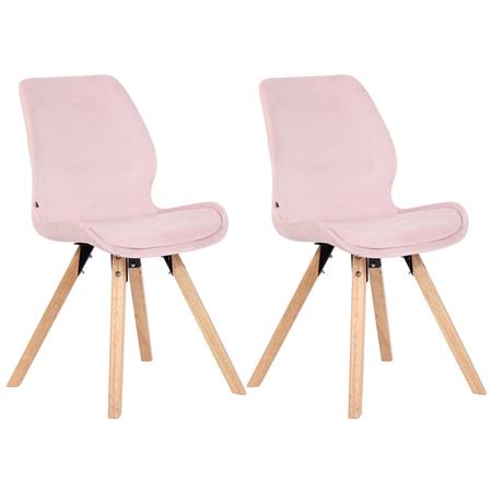 Lote 2 Sillas de Confidente KALI, Estructura de Madera, Asiento Tapizado, en Terciopelo color Rosa