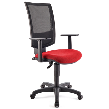 DEMO# Silla de Oficina PANDORA PLUS, Respaldo en Malla, Brazos Ajustables, Gran Acolchado, Rojo