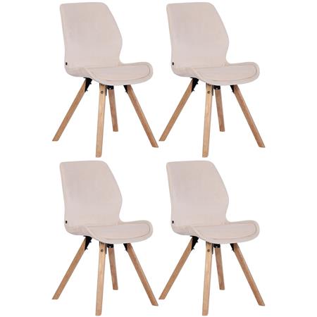Lote 4 Sillas de Confidente KALI, Estructura de Madera, Asiento Tapizado, en Terciopelo color Crema