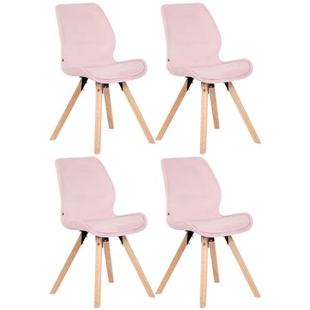 Lote 4 Sillas de Confidente KALI, Estructura de Madera, Asiento Tapizado, en Terciopelo color Rosa