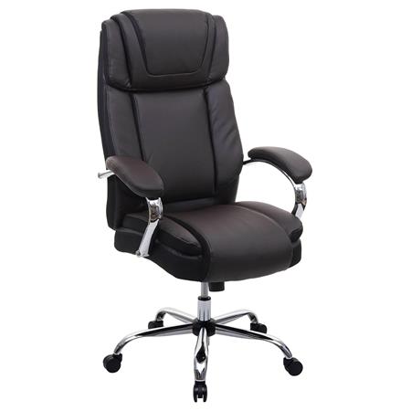 Sillón de Oficina KELTY, Gran Acolchado, Resistente Hasta 220 kg, en Piel color Marrón