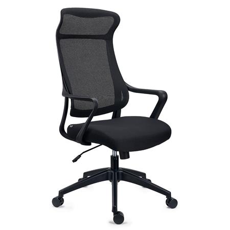 DEMO# Silla de Oficina VIRGO, Reposacabezas Integrado, Respaldo Basculante, En Negro