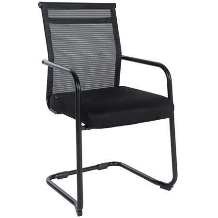 Silla de Confidente ORES, Estructura Metálica Negra, en Malla Transpirable color Negro