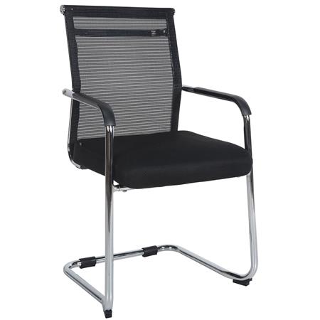 Silla de Confidente ORES, Estructura Metálica Cromada, en Malla Transpirable color Negro