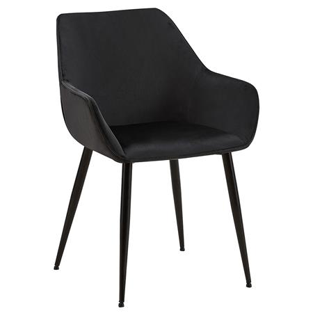 Silla de Confidente MAYA, Tapizado de Terciopelo, Patas Negras, en color Negro