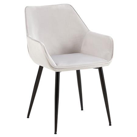Silla de Confidente MAYA, Tapizado de Terciopelo, Patas Negras, en color Gris claro