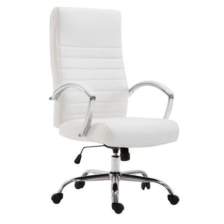 DEMO# Silla de Oficina VALANTY, Grueso Acolchado, Base Metálica, Tapizada en Piel color Blanco