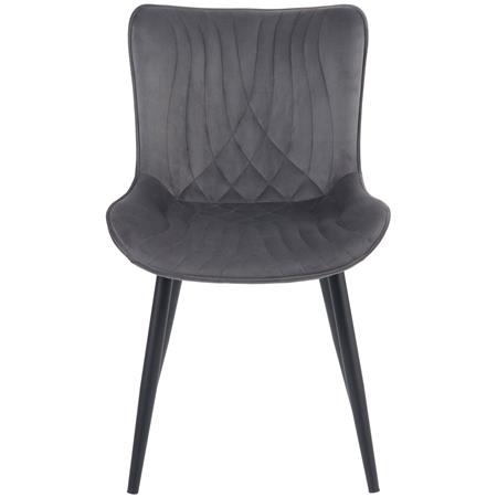 Silla de Confidente KIMET, Grueso Acolchado, Patas Metálicas, en Terciopelo color Gris oscuro
