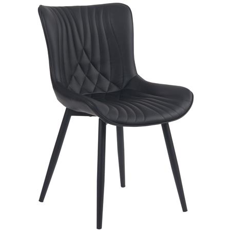 Silla de Confidente KIMET, Grueso Acolchado, Patas Metálicas, en Piel color Negro