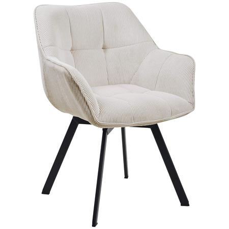 Silla de Confidente TAMMY, Giratoria, Patas Metálicas, en Tela de Pana color Crema
