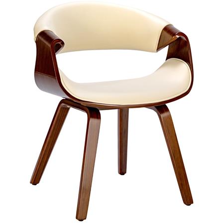Silla de Confidente MARGOT, Diseño Exclusivo, Estructura en Madera, en Piel color Crema