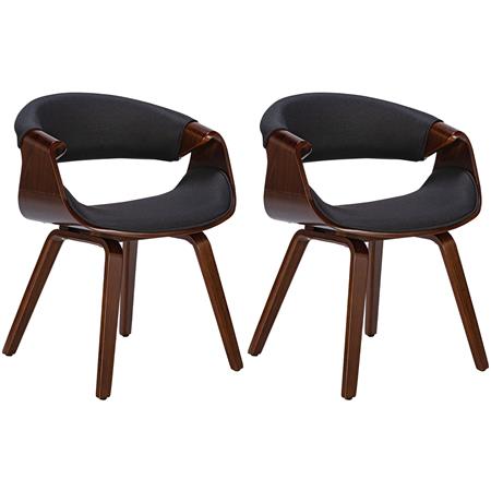 Lote de 2 Sillas de Confidente MARGOT, Diseño Exclusivo, Estructura en Madera, en Tela color Negro
