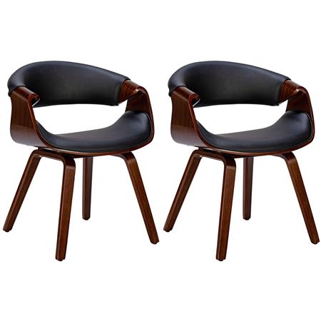 Lote de 2 Sillas de Confidente MARGOT, Diseño Exclusivo, Estructura en Madera, en Piel color Negro