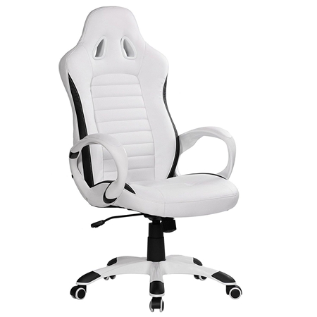 DEMO# Silla Gaming MUSAKU, Diseño Exclusivo con Costuras, Gran Calidad, Piel Blanca