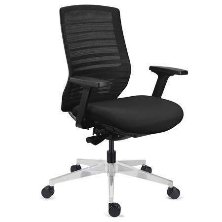 DEMO# Silla Ergonómica TAURUS, Soporte Lumbar, Base Metálica Cromada, Uso 8h, en Malla Negra