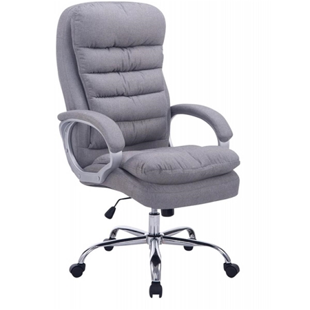 DEMO# Sillón de Oficina ACUÑA TELA, Gran Acolchado, Resistente hasta 160 kg, en color Gris Claro