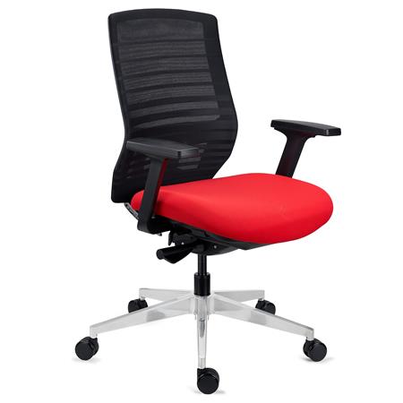 DEMO# Silla Ergonómica TAURUS, Soporte Lumbar, Base Metálica Cromada, Uso 8h, en Malla Roja