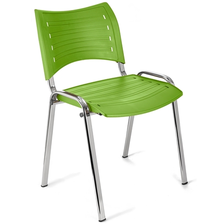 DEMO# Silla de Confidente ELVA, apilable y muy práctica, gran calidad, Color Verde y Patas Cromadas