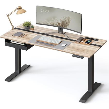 Mesa Elevable EVEREST, 140x60x72-120 cm, Altura Regulable, en color Gris y Negro