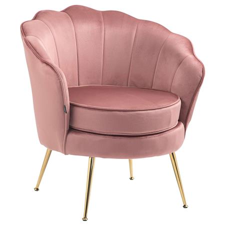 Sillón KIEL, Grueso Acolchado, Patas Metálicas Doradas, en Terciopelo color Rosa
