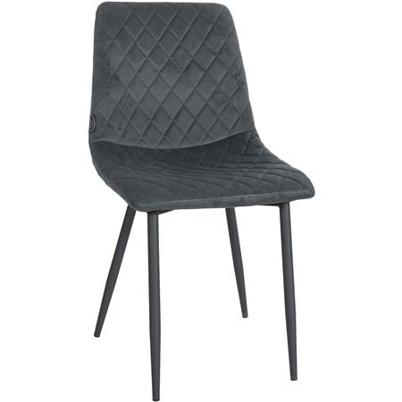 Silla de Confidente ROY, Robusta Estructura Metálica, en Terciopelo color Gris Oscuro