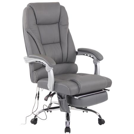 Sillón de Oficina COMODITY MASAJE PIEL NATURAL, Reposapiés Extensible, Función Masaje, en color Gris