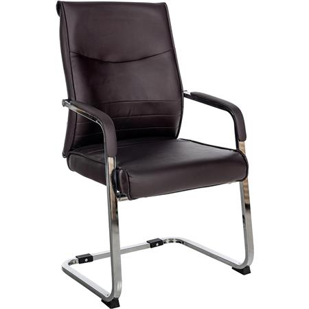 Silla de Confidente BENTON, Gran acolchado, Tapizada en Piel sintética, color Marrón