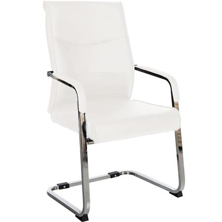 Silla de Confidente BENTON, Gran acolchado, Tapizada en Piel sintética, color Blanco