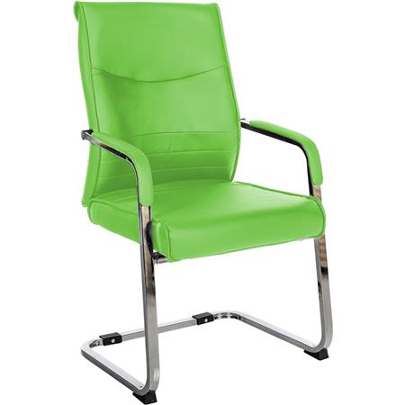 Silla de Confidente BENTON, Gran acolchado, Tapizada en Piel sintética, color Verde