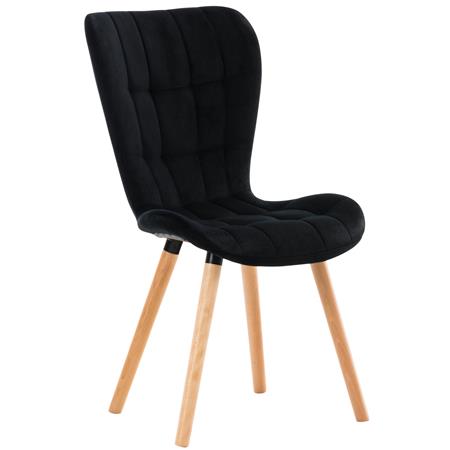Silla de Confidente ELGAR TERCIOPELO, Gran Acolchado, Estructura y Patas de Madera en color Negro