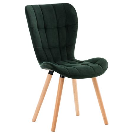 Silla de Confidente ELGAR TERCIOPELO, Gran Acolchado, Estructura y Patas de Madera en color Verde
