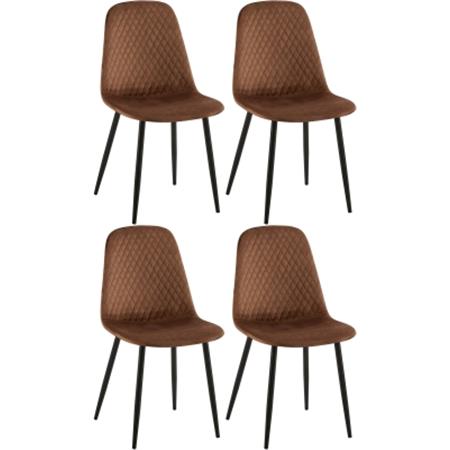 Lote de 4 Sillas de Confidente DOGMA, Robusta Estructura Metálica, en Terciopelo color Marrón