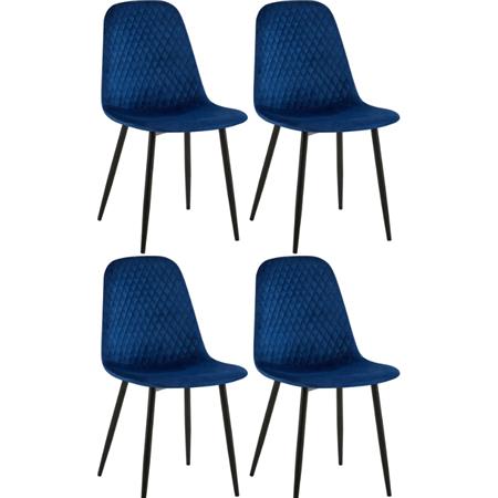 Lote de 4 Sillas de Confidente DOGMA, Robusta Estructura Metálica, en Terciopelo color Azul