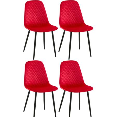 Lote de 4 Sillas de Confidente DOGMA, Robusta Estructura Metálica, en Terciopelo color Rojo