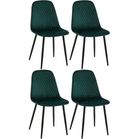 Lote de 4 Sillas de Confidente DOGMA, Robusta Estructura Metálica, en Terciopelo color Verde