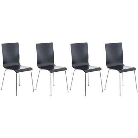 Lote de 4 sillas de Confidente PERE, Patas Metálicas, en Madera color Negro