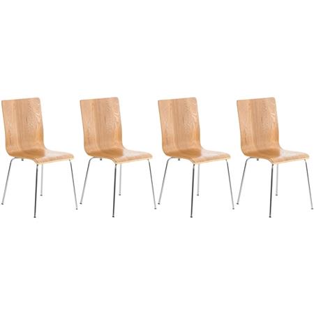 Lote de 4 sillas de Confidente PERE, Patas Metálicas, en Madera color Marrón Claro