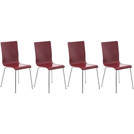 Lote de 4 sillas de Confidente PERE, Patas Metálicas, en Madera color Rojo oscuro