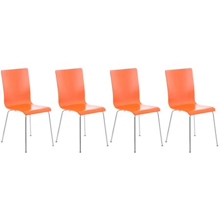 Lote de 4 sillas de Confidente PERE, Patas Metálicas, en Madera color Naranja
