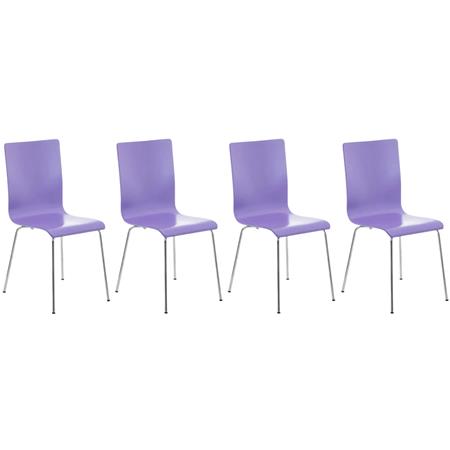 Lote de 4 sillas de Confidente PERE, Patas Metálicas, en Madera color Morado
