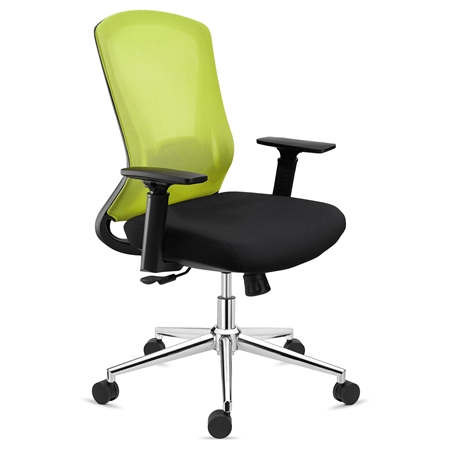 DEMO# Silla Ergonómica RIVER, Cómoda y de Diseño, Uso Intensivo 8H, En Malla Amarilla