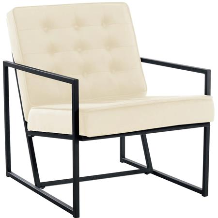 Silla de Confidente de Diseño AKEMI, Estructura Metálica, en Terciopelo Crema