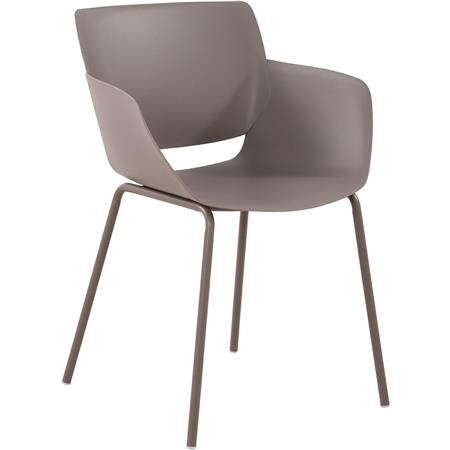Silla de Confidente RIKO, Reposabrazos Integrados, Robusta Estructura Metálica, color Gris Topo