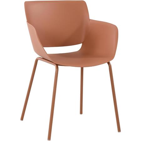 Silla de Confidente RIKO, Reposabrazos Integrados, Robusta Estructura Metálica, color Marrón Terracota