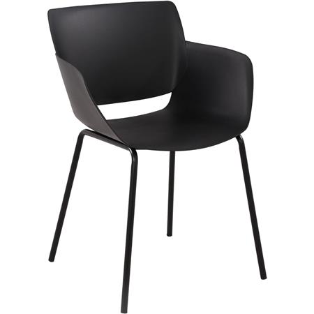 Silla de Confidente RIKO, Reposabrazos Integrados, Robusta Estructura Metálica, color Negro