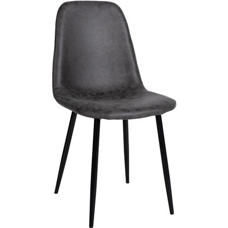 Silla de Confidente NAIPES, Robusta Estructura Metálica, en Piel color Gris oscuro