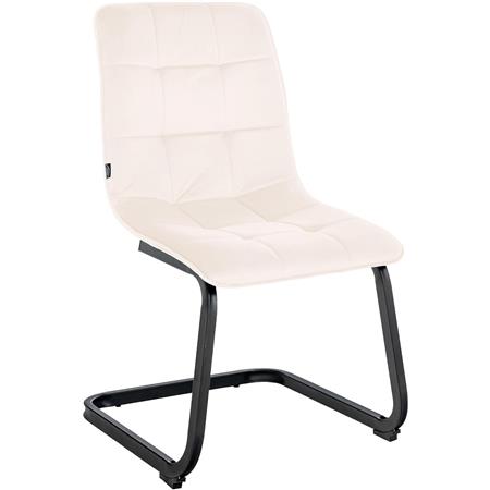 Silla de Confidente ALISA, Grueso Acolchado, Estructura Metálica, en Terciopelo color Crema