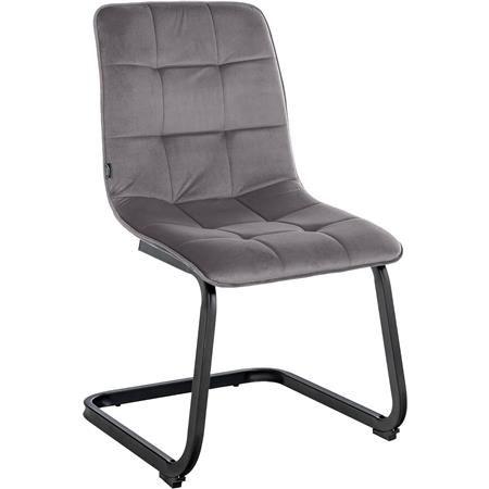 Silla de Confidente ALISA, Grueso Acolchado, Estructura Metálica, en Terciopelo color Gris Oscuro