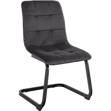 Silla de Confidente ALISA, Grueso Acolchado, Estructura Metálica, en Terciopelo color Negro